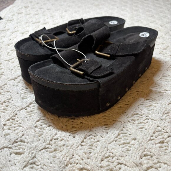 Intentionally Blank Suede Platform Double Buckle Sandals Black–Women’s 9.5 NWOT - Picture 3 of 6